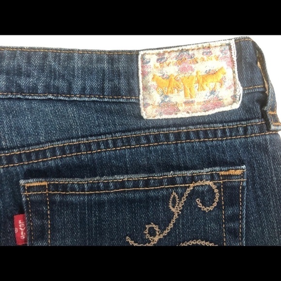 Levi’s 515 Red Tab Stretch Cuffed  Capri Jean Sz. 12 Dark Wash Spring Summer - Picture 3 of 5